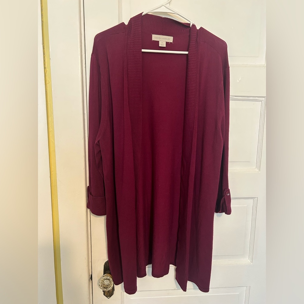 Laura Ashley Cardigan Women's XL  Open Front Sweater Relaxed Classic NWT
